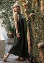 Load image into Gallery viewer, dark green strato dress side view